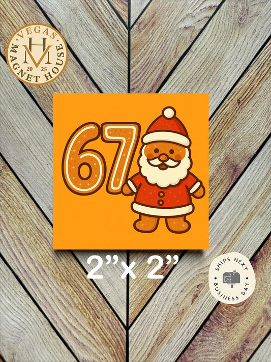 67 Gingerbread Santa: Decorative Fridge Magnet (2x2")